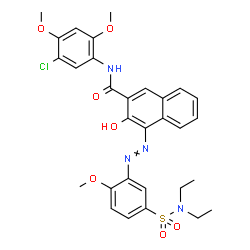 ChemSpider 2D Image | N-(5-Chloro-2,4-dimethoxyphenyl)-4-{[5-(diethylsulfamoyl)-2-methoxyphenyl]diazenyl}-3-hydroxy-2-naphthamide | C30H31ClN4O7S