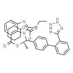 ChemSpider 2D Image | (1S)-1-{[(Cyclohexyloxy)carbonyl]oxy}ethyl 2-ethoxy-1-{[2'-(1H-tetrazol-5-yl)-4-biphenylyl]methyl}-1H-benzimidazole-7-carboxylate | C33H34N6O6