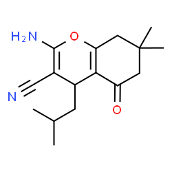 ChemSpider 2D Image | 2-Amino-4-isobutyl-7,7-dimethyl-5-oxo-5,6,7,8-tetrahydro-4H-chromene-3-carbonitrile | C16H22N2O2