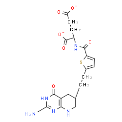 ChemSpider 2D Image | 2-[({5-[2-(2-Amino-4-oxo-3,4,5,6,7,8-hexahydropyrido[2,3-d]pyrimidin-6-yl)ethyl]-2-thienyl}carbonyl)amino]pentanedioate | C19H21N5O6S