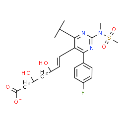 ChemSpider 2D Image | (6E)-7-{4-(4-Fluorophenyl)-6-isopropyl-2-[methyl(methylsulfonyl)amino]-5-pyrimidinyl}-3,5-dihydroxy-6-heptenoate | C22H27FN3O6S