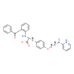 ChemSpider 2D Image | 2-[(2-Benzoylphenyl)amino]-3-(4-{2-[methyl(2-pyridiniumyl)amino]ethoxy}phenyl)propanoate | C30H29N3O4