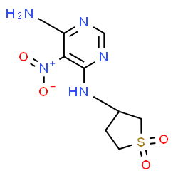 ChemSpider 2D Image | N-(1,1-Dioxidotetrahydro-3-thiophenyl)-5-nitro-4,6-pyrimidinediamine | C8H11N5O4S
