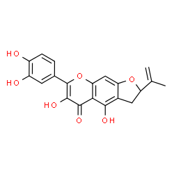 ChemSpider 2D Image | 7-(3,4-Dihydroxyphenyl)-4,6-dihydroxy-2-isopropenyl-2,3-dihydro-5H-furo[3,2-g]chromen-5-one | C20H16O7