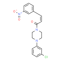 ChemSpider 2D Image | (2Z)-1-[4-(3-Chlorophenyl)-1-piperazinyl]-3-(3-nitrophenyl)-2-propen-1-one | C19H18ClN3O3