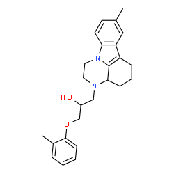ChemSpider 2D Image | 1-(8-Methyl-1,2,3a,4,5,6-hexahydro-3H-pyrazino[3,2,1-jk]carbazol-3-yl)-3-(2-methylphenoxy)-2-propanol | C25H30N2O2