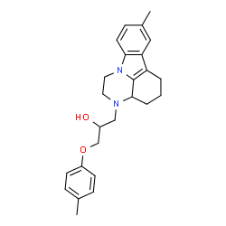 ChemSpider 2D Image | 1-(8-Methyl-1,2,3a,4,5,6-hexahydro-3H-pyrazino[3,2,1-jk]carbazol-3-yl)-3-(4-methylphenoxy)-2-propanol | C25H30N2O2