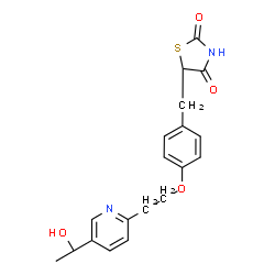 ChemSpider 2D Image | 5-(4-{2-[5-(1-Hydroxyethyl)-2-pyridinyl]ethoxy}benzyl)-1,3-thiazolidine-2,4-dione | C19H20N2O4S