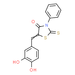 ChemSpider 2D Image | 5-(3,4-Dihydroxybenzylidene)-3-phenyl-2-thioxo-1,3-thiazolidin-4-one | C16H11NO3S2
