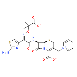 ChemSpider 2D Image | (6R,7R)-7-{[(2Z)-2-(2-Amino-1,3-thiazol-4-yl)-2-{[(2-carboxylato-2-propanyl)oxy]imino}acetyl]amino}-8-oxo-3-(1-pyridiniumylmethyl)-5-thia-1-azabicyclo[4.2.0]oct-2-ene-2-carboxylate | C22H21N6O7S2