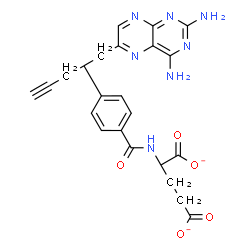 ChemSpider 2D Image | 2-({4-[1-(2,4-Diamino-6-pteridinyl)-4-pentyn-2-yl]benzoyl}amino)pentanedioate | C23H21N7O5