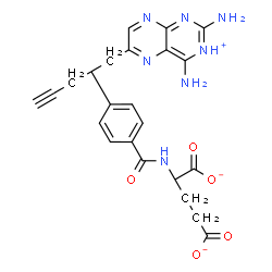 ChemSpider 2D Image | 2-({4-[1-(2,4-Diaminopteridin-3-ium-6-yl)-4-pentyn-2-yl]benzoyl}amino)pentanedioate | C23H22N7O5