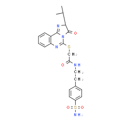 ChemSpider 2D Image | 2-[(2-Isopropyl-3-oxo-2,3-dihydroimidazo[1,2-c]quinazolin-5-yl)sulfanyl]-N-[2-(4-sulfamoylphenyl)ethyl]acetamide | C23H25N5O4S2