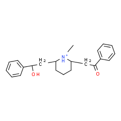 ChemSpider 2D Image | 2-(2-Hydroxy-2-phenylethyl)-1-methyl-6-(2-oxo-2-phenylethyl)piperidinium | C22H28NO2