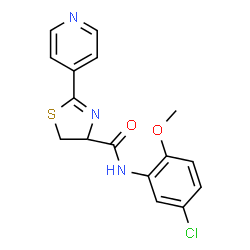 ChemSpider 2D Image | N-(5-Chloro-2-methoxyphenyl)-2-(4-pyridinyl)-4,5-dihydro-1,3-thiazole-4-carboxamide | C16H14ClN3O2S