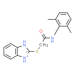 ChemSpider 2D Image | 2-({2-[(2,6-Dimethylphenyl)amino]-2-oxoethyl}sulfanyl)-1H-3,1-benzimidazol-3-ium | C17H18N3OS