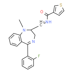 ChemSpider 2D Image | N-{[5-(2-Fluorophenyl)-1-methyl-2,3-dihydro-1H-1,4-benzodiazepin-2-yl]methyl}-3-thiophenecarboxamide | C22H20FN3OS