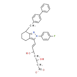 ChemSpider 2D Image | (6E)-7-[7-(4-Biphenylylmethyl)-2-(4-fluorophenyl)-4,5,6,7-tetrahydro-2H-indazol-3-yl]-3,5-dihydroxy-6-heptenoate | C33H32FN2O4