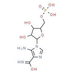 ChemSpider 2D Image | 5-Amino-1-(5-O-phosphonopentofuranosyl)-1H-imidazole-4-carboxamide | C9H15N4O8P