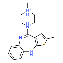ChemSpider 2D Image | 1-Methyl-4-(2-methyl-5,10-dihydro-4H-thieno[2,3-b][1,5]benzodiazepin-4-ylidene)piperazinediium | C17H22N4S