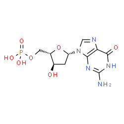 ChemSpider 2D Image | 9-(2-deoxy-5-O-phosphono-beta-L-ribofuranosyl)guanine | C10H14N5O7P