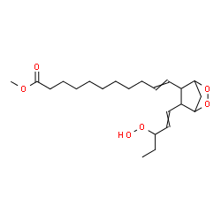 ChemSpider 2D Image | Methyl 11-[6-(3-hydroperoxy-1-penten-1-yl)-2,3-dioxabicyclo[2.2.1]hept-5-yl]-10-undecenoate | C22H36O6
