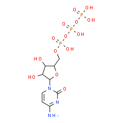ChemSpider 2D Image | 4-Amino-1-[5-O-(hydroxy{[hydroxy(phosphonooxy)phosphoryl]oxy}phosphoryl)pentofuranosyl]-2(1H)-pyrimidinone | C9H16N3O14P3