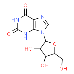 ChemSpider 2D Image | 9-Pentofuranosyl-3,9-dihydro-1H-purine-2,6-dione | C10H12N4O6