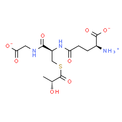 ChemSpider 2D Image | (2S)-2-Ammonio-5-{[(2R)-1-[(carboxylatomethyl)amino]-3-{[(2R)-2-hydroxypropanoyl]sulfanyl}-1-oxo-2-propanyl]amino}-5-oxopentanoate | C13H20N3O8S