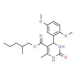ChemSpider 2D Image | 2-Methylpentyl 4-(2,5-dimethoxyphenyl)-6-methyl-2-oxo-1,2,3,4-tetrahydro-5-pyrimidinecarboxylate | C20H28N2O5