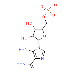 ChemSpider 2D Image | 5-Amino-1-(5-O-phosphonopentofuranosyl)-1H-imidazole-4-carboxamide | C9H15N4O8P