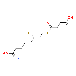 ChemSpider 2D Image | 4-[(8-Amino-8-oxo-3-sulfanyloctyl)sulfanyl]-4-oxobutanoic acid | C12H21NO4S2