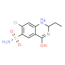 ChemSpider 2D Image | 7-Chloro-2-ethyl-4-oxo-6-sulfamoyl-1,2,3,4-tetrahydroquinazolin-1-ium | C10H13ClN3O3S