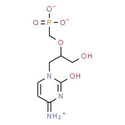 ChemSpider 2D Image | ({[1-(4-Ammonio-2-oxo-1(2H)-pyrimidinyl)-3-hydroxy-2-propanyl]oxy}methyl)phosphonate | C8H13N3O6P