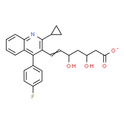 ChemSpider 2D Image | 7-[2-Cyclopropyl-4-(4-fluorophenyl)-3-quinolinyl]-3,5-dihydroxy-6-heptenoate | C25H23FNO4