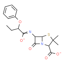 ChemSpider 2D Image | 3,3-Dimethyl-6-[(1-oxidanidyl-2-phenoxybutylidene)amino]-7-oxo-4-thia-1-azabicyclo[3.2.0]heptane-2-carboxylate | C18H20N2O5S