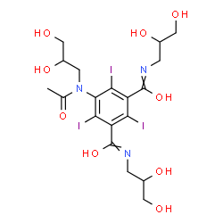 ChemSpider 2D Image | 5-[Acetyl(2,3-dihydroxypropyl)amino]-N,N'-bis(2,3-dihydroxypropyl)-2,4,6-triiodoisophthalamide | C19H26I3N3O9