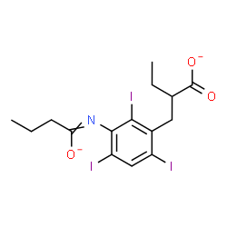 ChemSpider 2D Image | 2-{2,4,6-Triiodo-3-[(1-oxidanidylbutylidene)amino]benzyl}butanoate | C15H16I3NO3