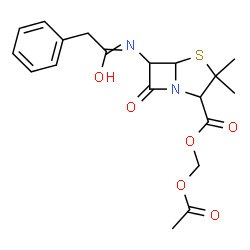 ChemSpider 2D Image | Acetoxymethyl 3,3-dimethyl-7-oxo-6-[(phenylacetyl)amino]-4-thia-1-azabicyclo[3.2.0]heptane-2-carboxylate | C19H22N2O6S