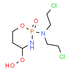 ChemSpider 2D Image | 2-[Bis(2-chloroethyl)amino]-2-oxido-1,3,2-oxazaphosphinan-4-yl hydroperoxide | C7H15Cl2N2O4P