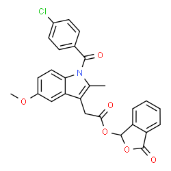 ChemSpider 2D Image | 3-Oxo-1,3-dihydro-2-benzofuran-1-yl [1-(4-chlorobenzoyl)-5-methoxy-2-methyl-1H-indol-3-yl]acetate | C27H20ClNO6