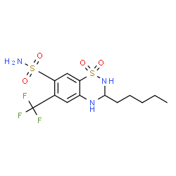 ChemSpider 2D Image | 3-Pentyl-6-(trifluoromethyl)-3,4-dihydro-2H-1,2,4-benzothiadiazine-7-sulfonamide 1,1-dioxide | C13H18F3N3O4S2