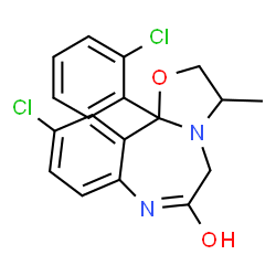 ChemSpider 2D Image | 10-Chloro-11b-(2-chlorophenyl)-3-methyl-2,3,7,11b-tetrahydro[1,3]oxazolo[3,2-d][1,4]benzodiazepin-6(5H)-one | C18H16Cl2N2O2