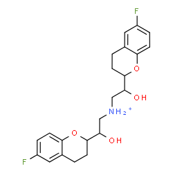 ChemSpider 2D Image | 2-(6-Fluoro-3,4-dihydro-2H-chromen-2-yl)-N-[2-(6-fluoro-3,4-dihydro-2H-chromen-2-yl)-2-hydroxyethyl]-2-hydroxyethanaminium | C22H26F2NO4