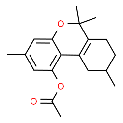 ChemSpider 2D Image | 3,6,6,9-Tetramethyl-7,8,9,10-tetrahydro-6H-benzo[c]chromen-1-yl acetate | C19H24O3