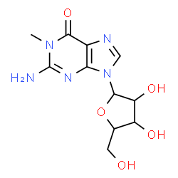ChemSpider 2D Image | 2-Amino-1-methyl-9-pentofuranosyl-1,9-dihydro-6H-purin-6-one | C11H15N5O5