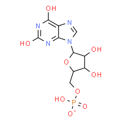 ChemSpider 2D Image | 9-[5-O-(Hydroxyphosphinato)pentofuranosyl]-3,9-dihydro-1H-purine-2,6-dionato(3-) | C10H12N4O9P