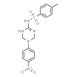 ChemSpider 2D Image | 4-Methyl-N-[5-(4-nitrophenyl)-1,4,5,6-tetrahydro-1,3,5-triazin-2-yl]benzenesulfonamide | C16H17N5O4S