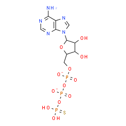 ChemSpider 2D Image | 9-[5-O-({[(Thiophosphonooxy)phosphinato]oxy}phosphinato)pentofuranosyl]-9H-purin-6-amine | C10H14N5O12P3S