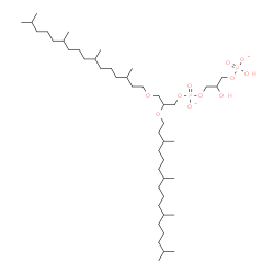 ChemSpider 2D Image | 2,3-Bis[(3,7,11,15-tetramethylhexadecyl)oxy]propyl 2-hydroxy-3-[(hydroxyphosphinato)oxy]propyl phosphate | C46H94O11P2
